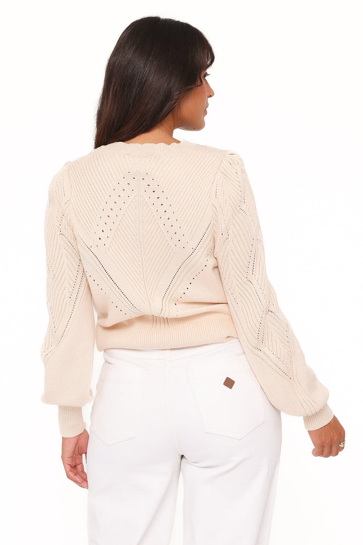 Annika Puff Sleeve Cardigan - Cream