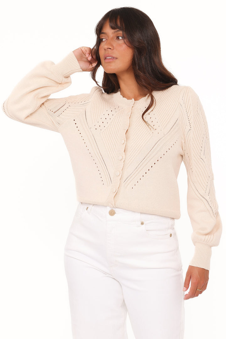 Annika Puff Sleeve Cardigan - Cream