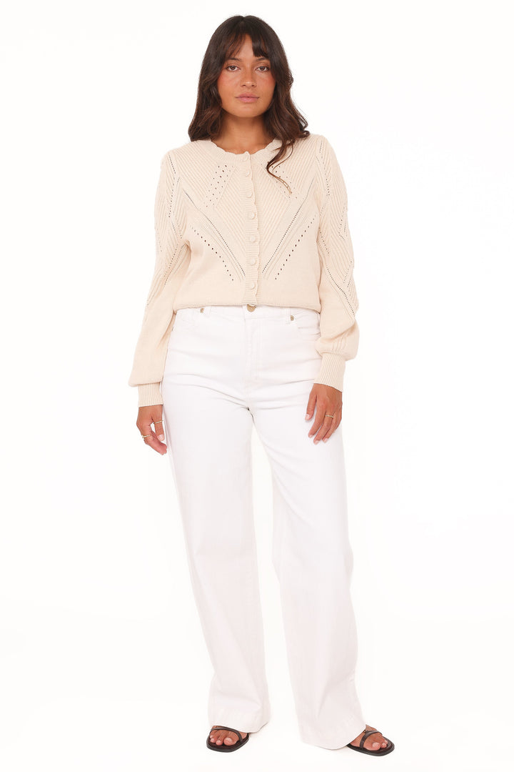 Annika Puff Sleeve Cardigan - Cream