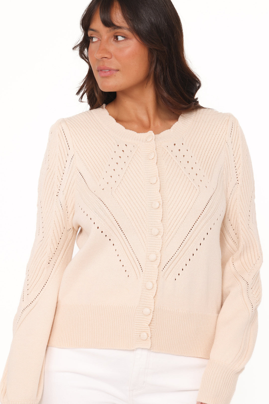 Annika Puff Sleeve Cardigan - Cream