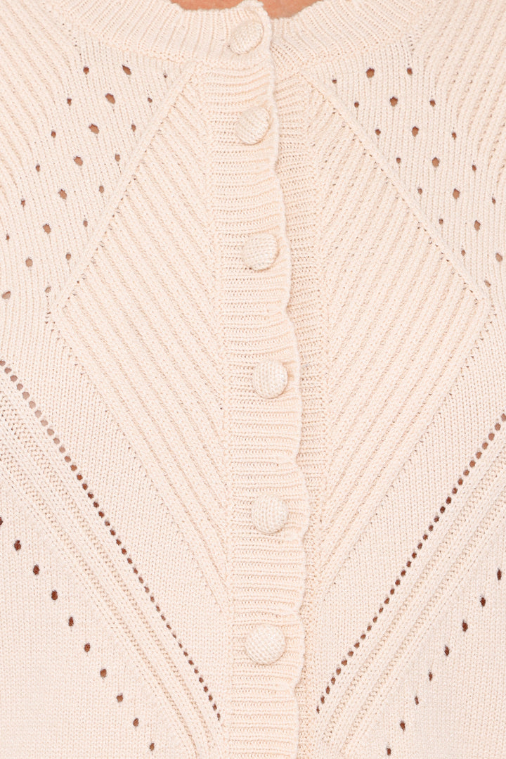 Annika Puff Sleeve Cardigan - Cream