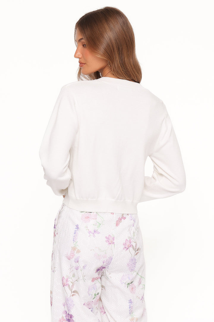 Baylie Pointelle Cardigan - White