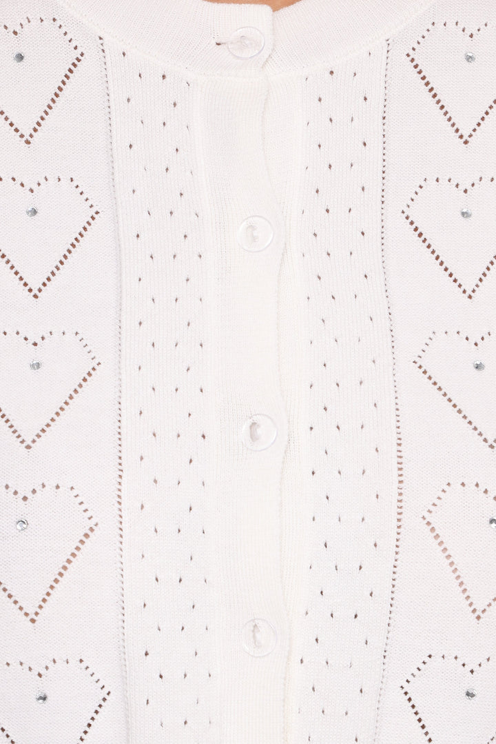 Baylie Pointelle Cardigan - White