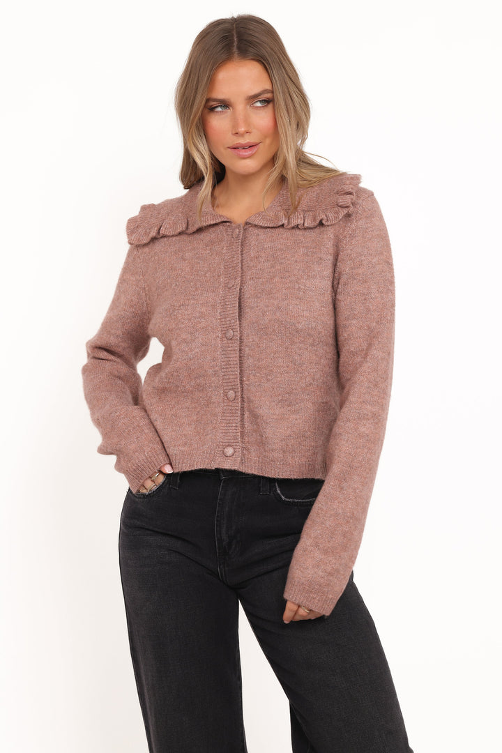 Carmello Frill Collar Cardigan - Mocha
