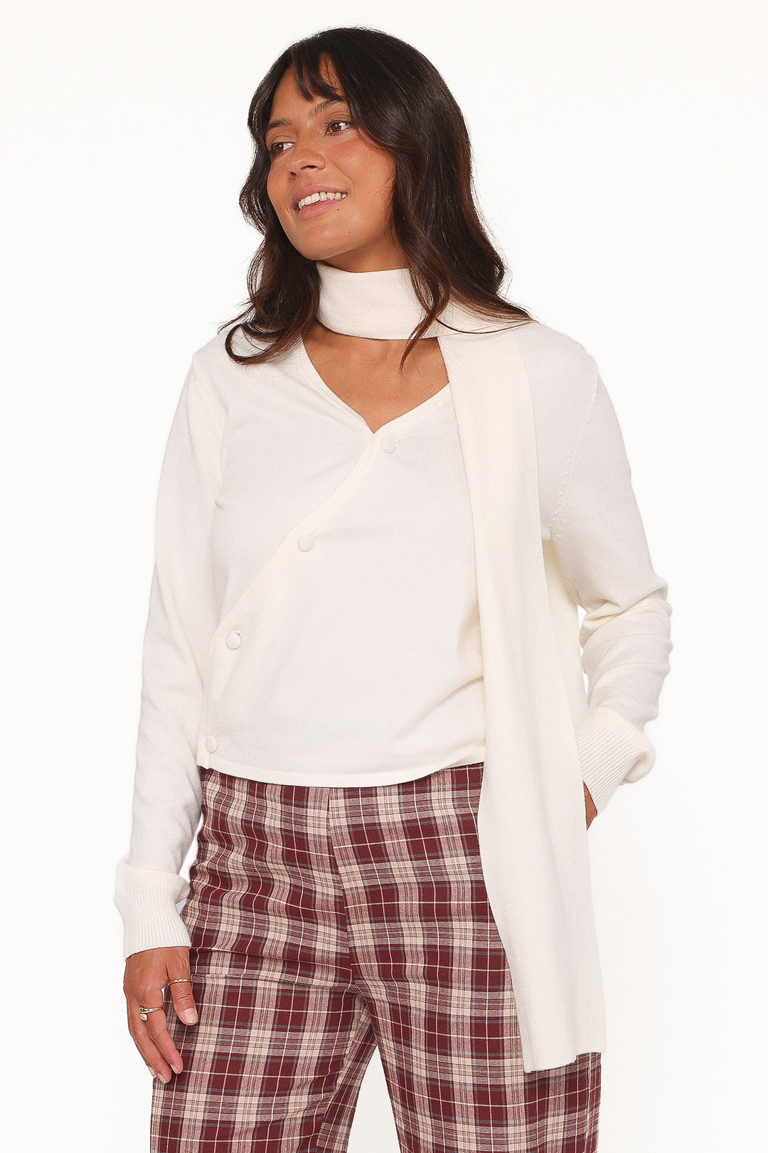 Cassinda Scarf Cardigan - Cream