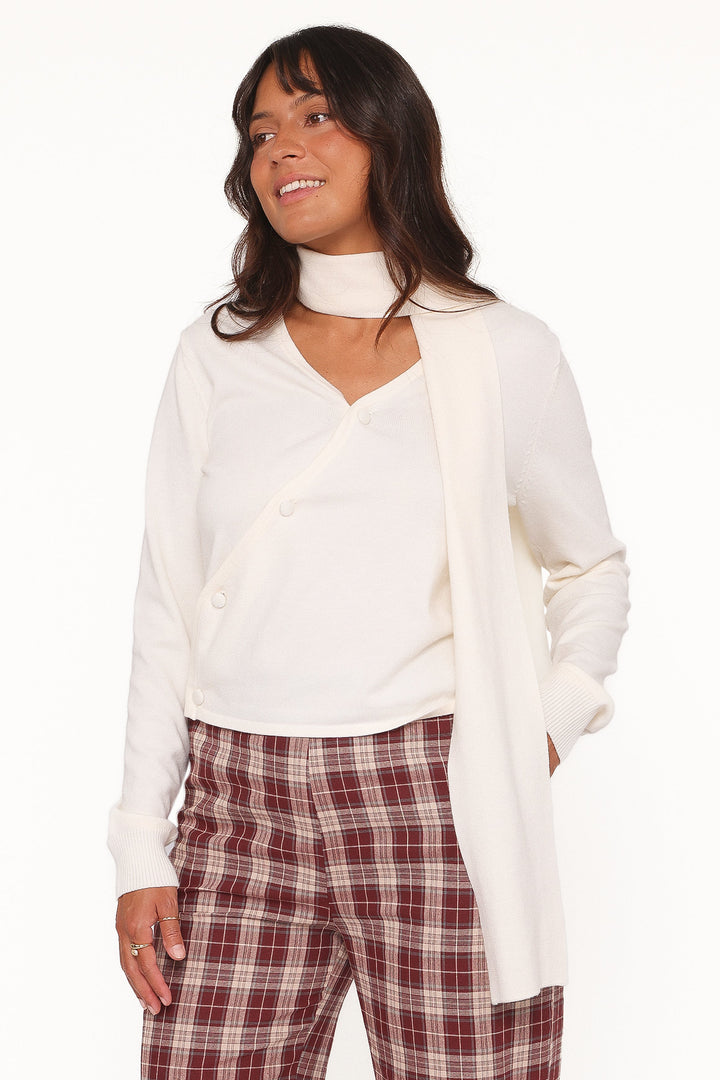 Cassinda Scarf Cardigan - Cream