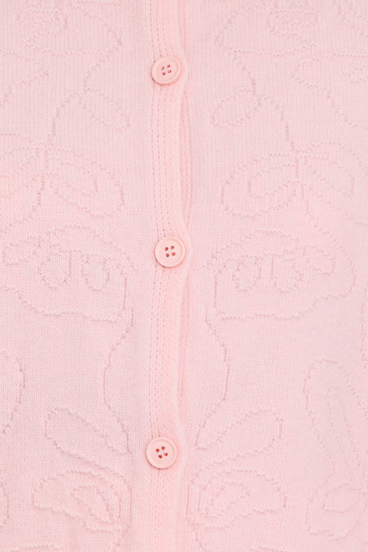 Fauna Tonal Floral Cardigan - Pink