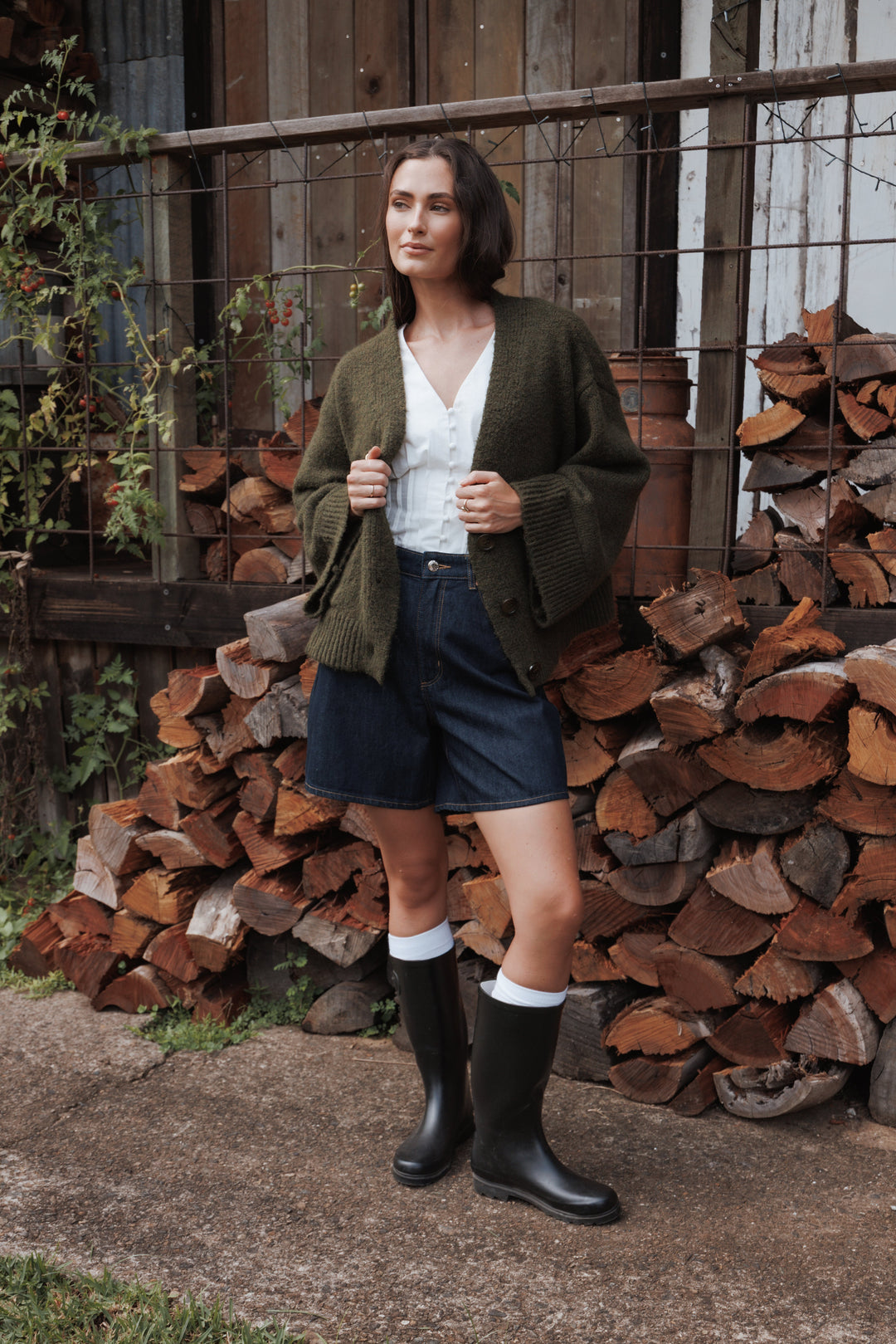 Fern Wide Sleeve Cardigan - Olive