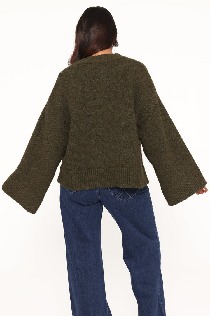 Fern Wide Sleeve Cardigan - Olive
