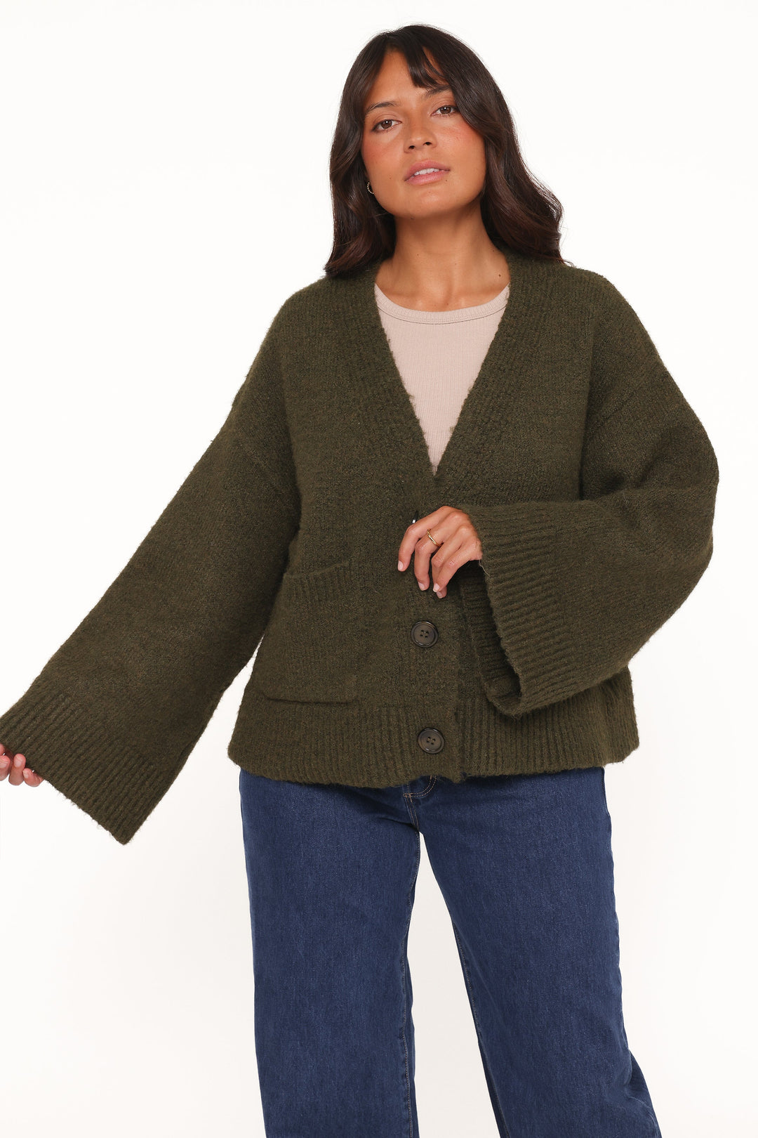Fern Wide Sleeve Cardigan - Olive