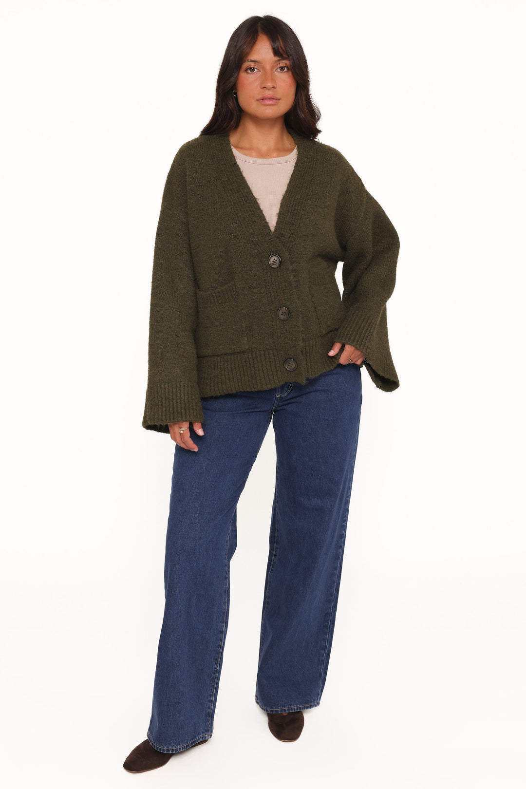 Fern Wide Sleeve Cardigan - Olive