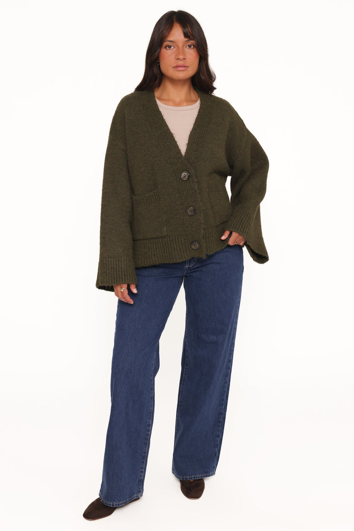 Fern Wide Sleeve Cardigan - Olive