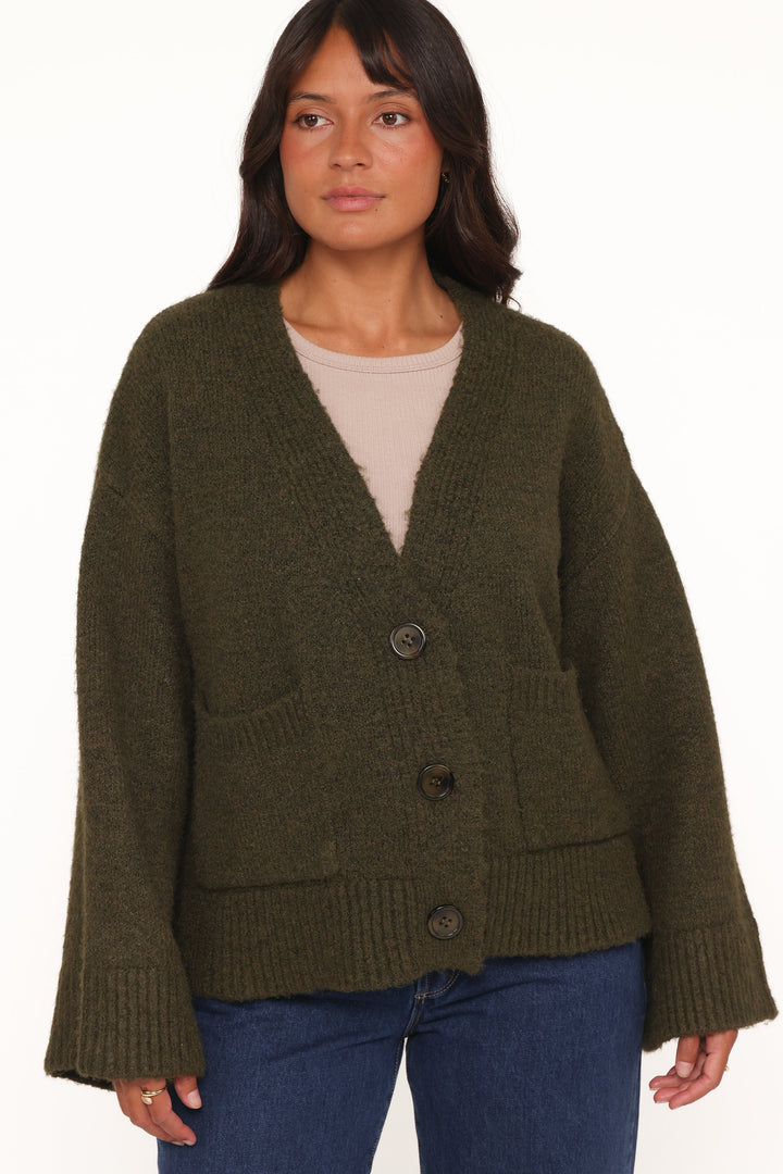 Fern Wide Sleeve Cardigan - Olive