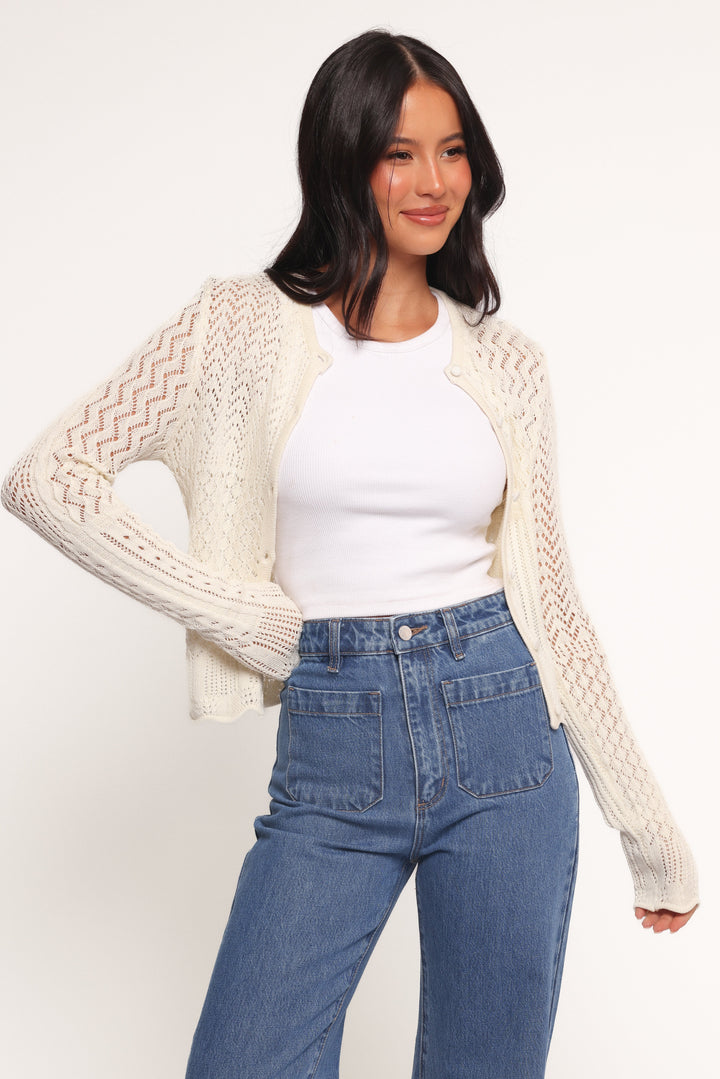 Hartley Multi Weave Knit Sweater - Cream