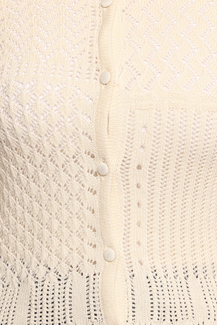 Hartley Multi Weave Knit Sweater - Cream