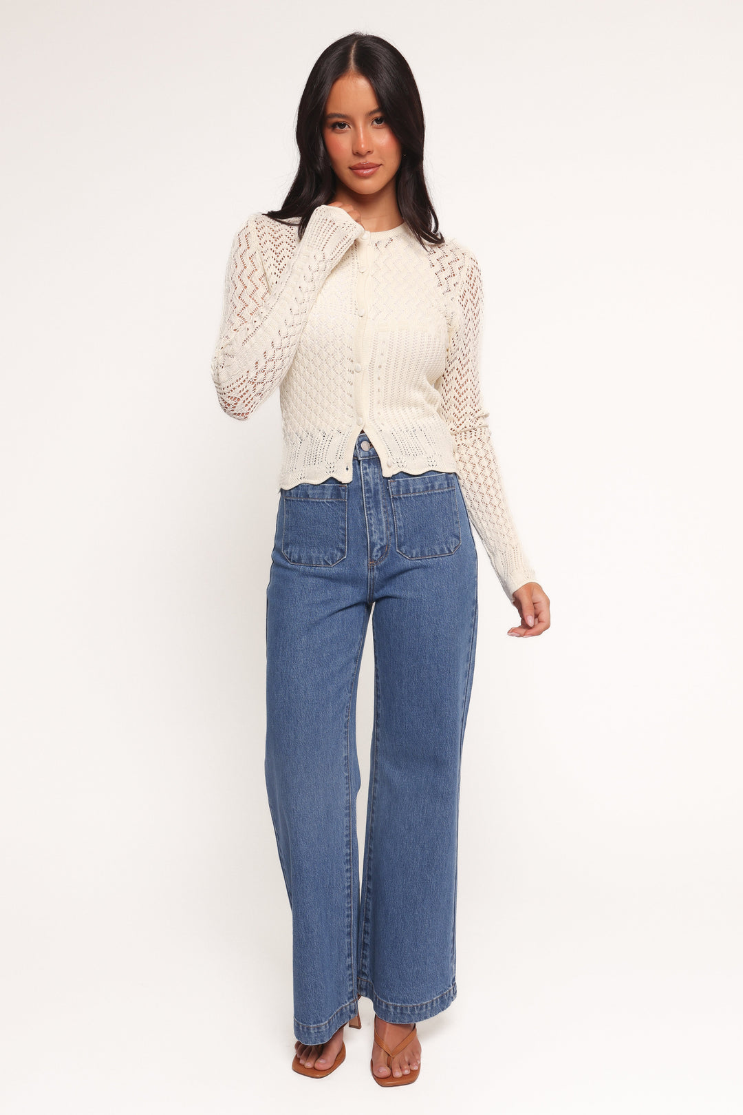 Hartley Multi Weave Knit Sweater - Cream
