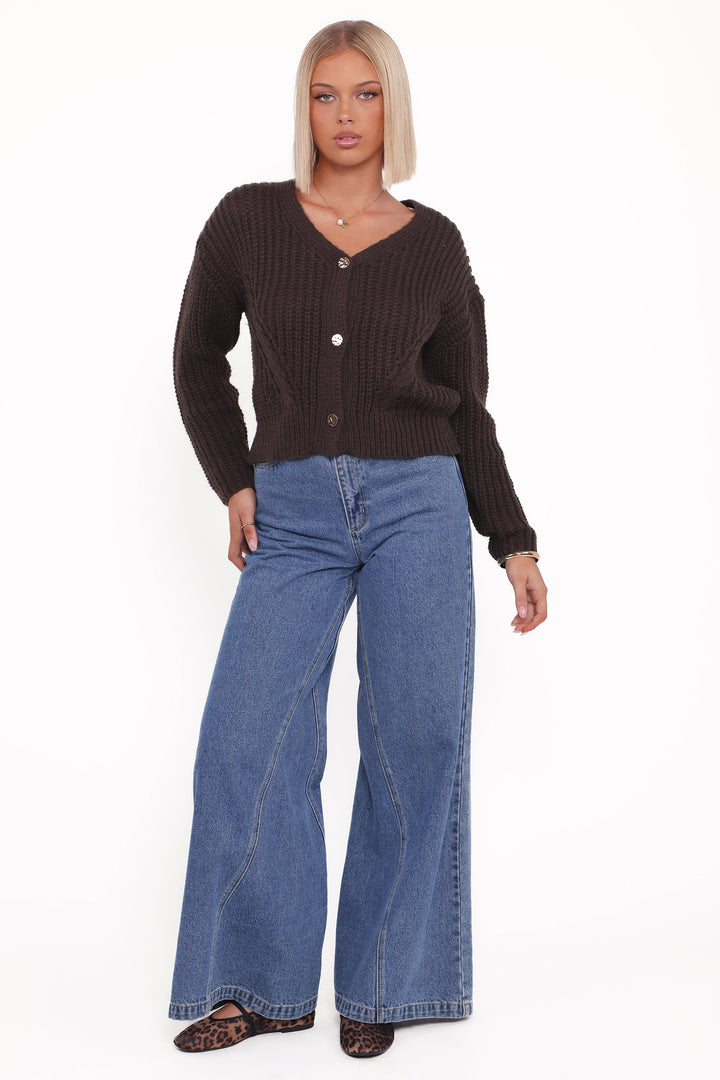 Henderson Thick Knit Cardigan - Brown