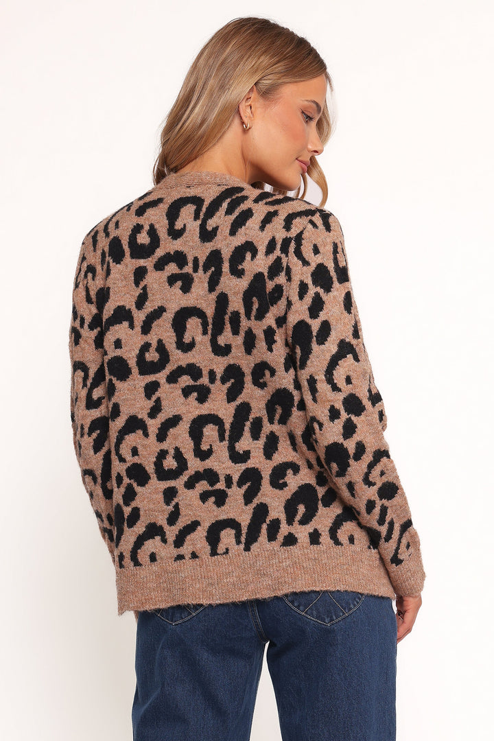 Hudson Tie Front Cardigan - Leopard