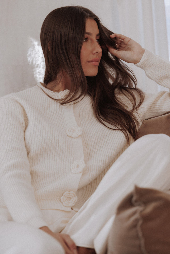 Jones Rosette Cardigan - Cream