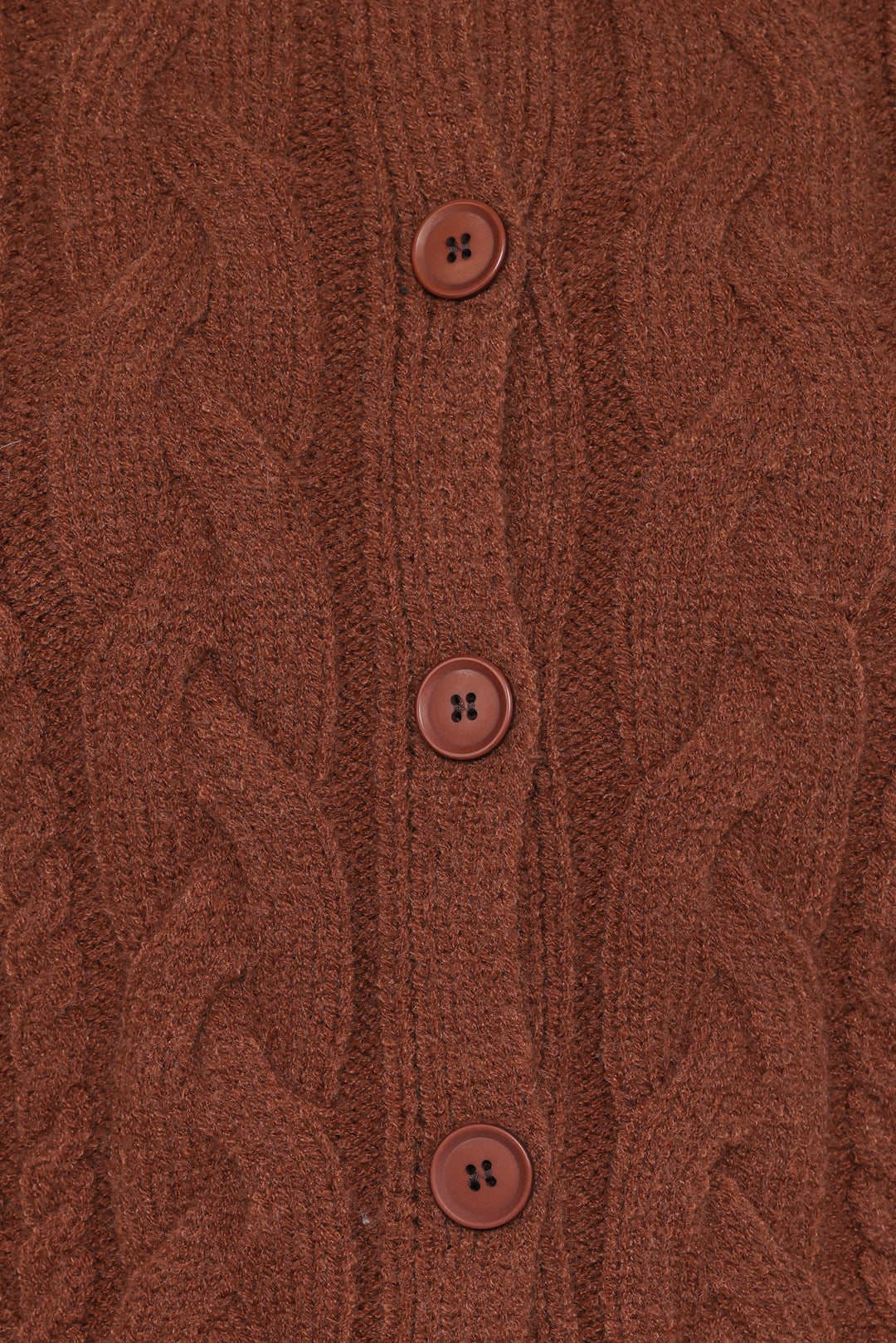 Nika Cable Knit Cardigan - Brown