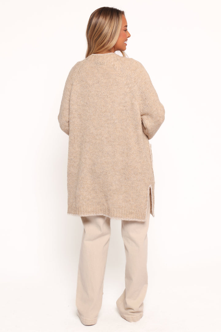 Trinette Contrast Pocket Cardigan - Tan