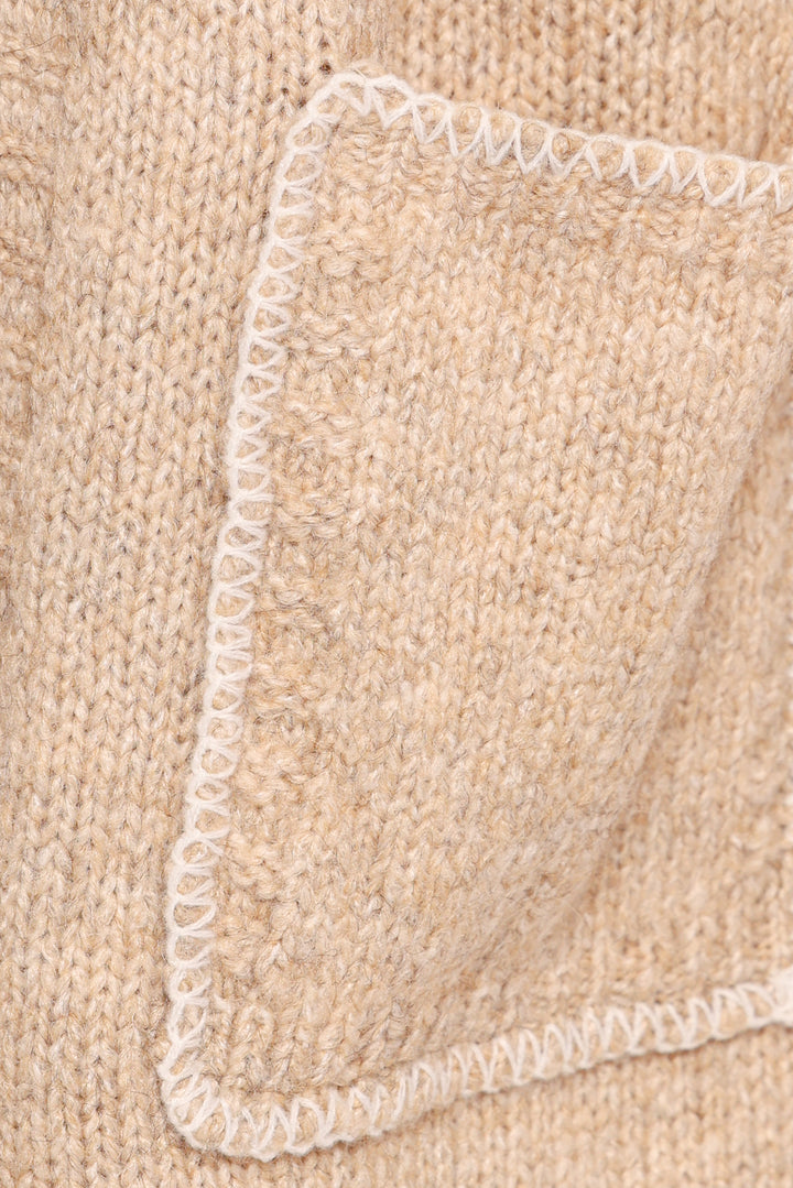 Trinette Contrast Pocket Cardigan - Tan
