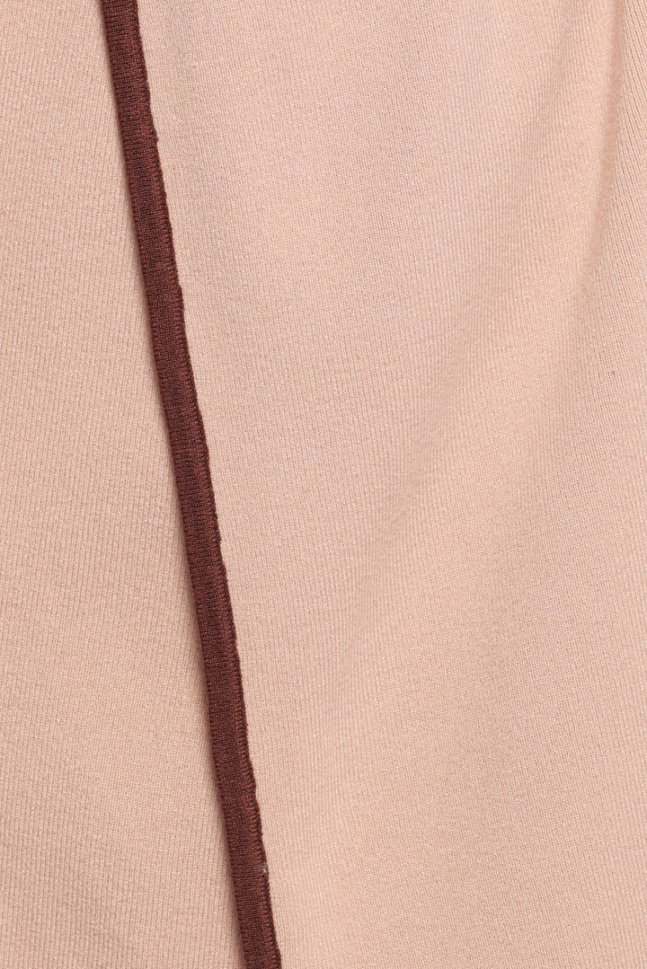 Vallis Contrast Trim Long Cardigan - Beige