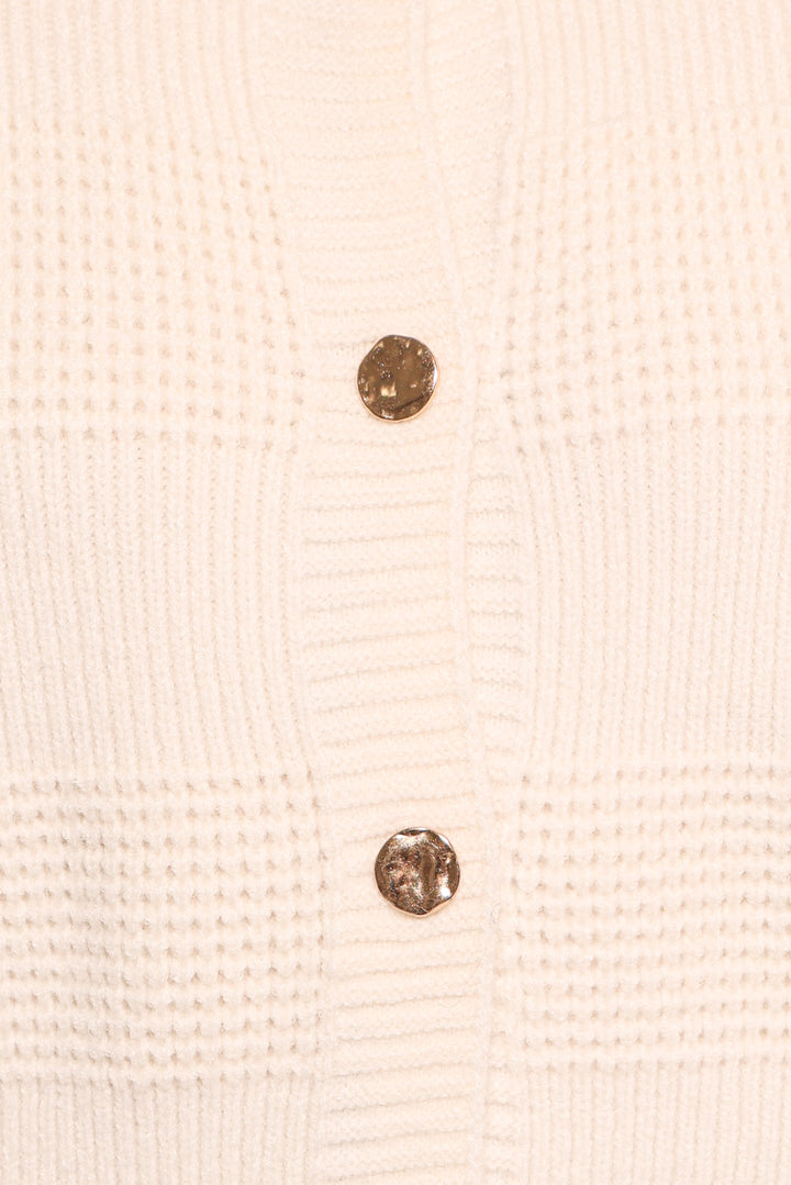 Verago Textured Stripe Cardigan - Cream