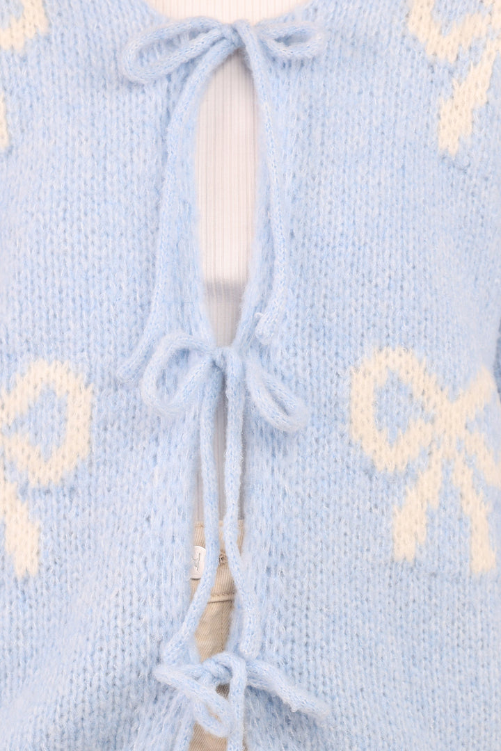 Vienna Bow Cardigan - Pale Blue