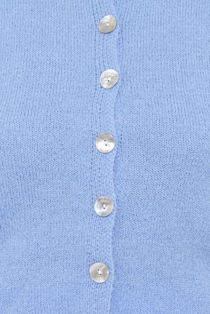 Zena Puff Sleeve Cardigan - Cornflower Blue