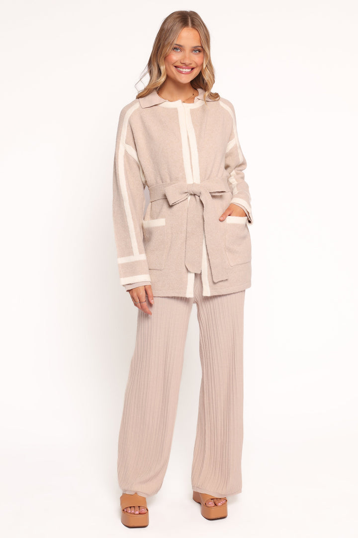 Maloney Tie Front Coatigan - Beige