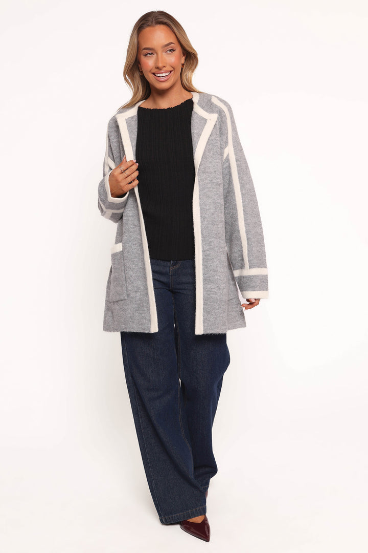 Maloney Tie Front Coatigan - Grey