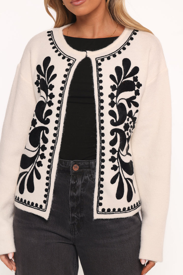 Oliver Floral Embroidered Jacket - Cream