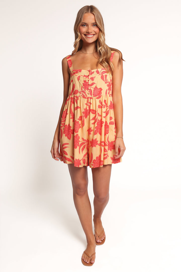 Nani Playsuit - Red Yellow Paisley Floral