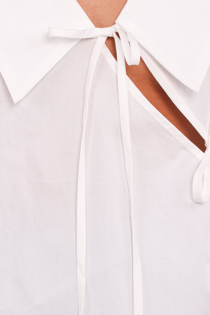 Adler Asymmetrical Tie Shirt - White