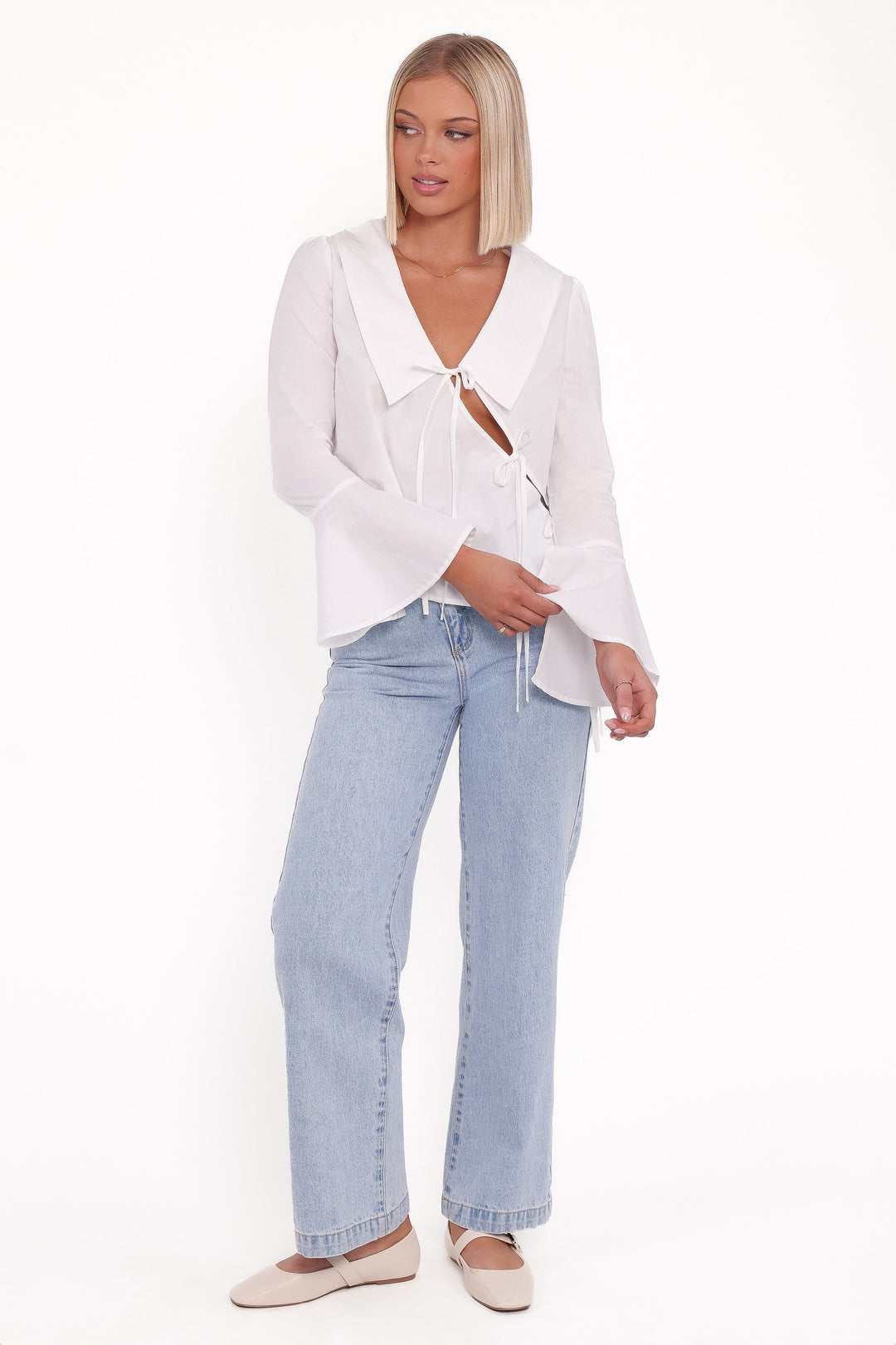Adler Asymmetrical Tie Shirt - White