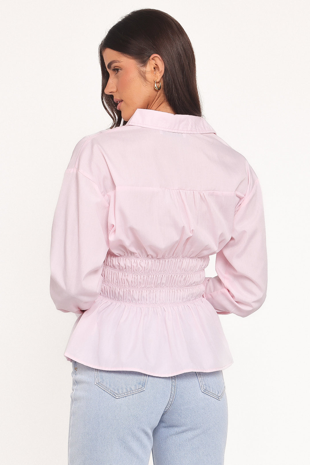 Cameron Shirred Shirt - Pale Pink