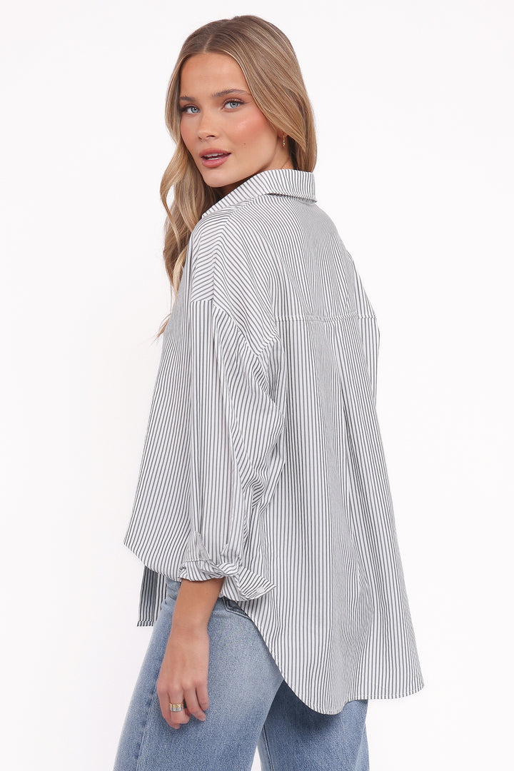 Edna Shirt - Charcoal Stripe