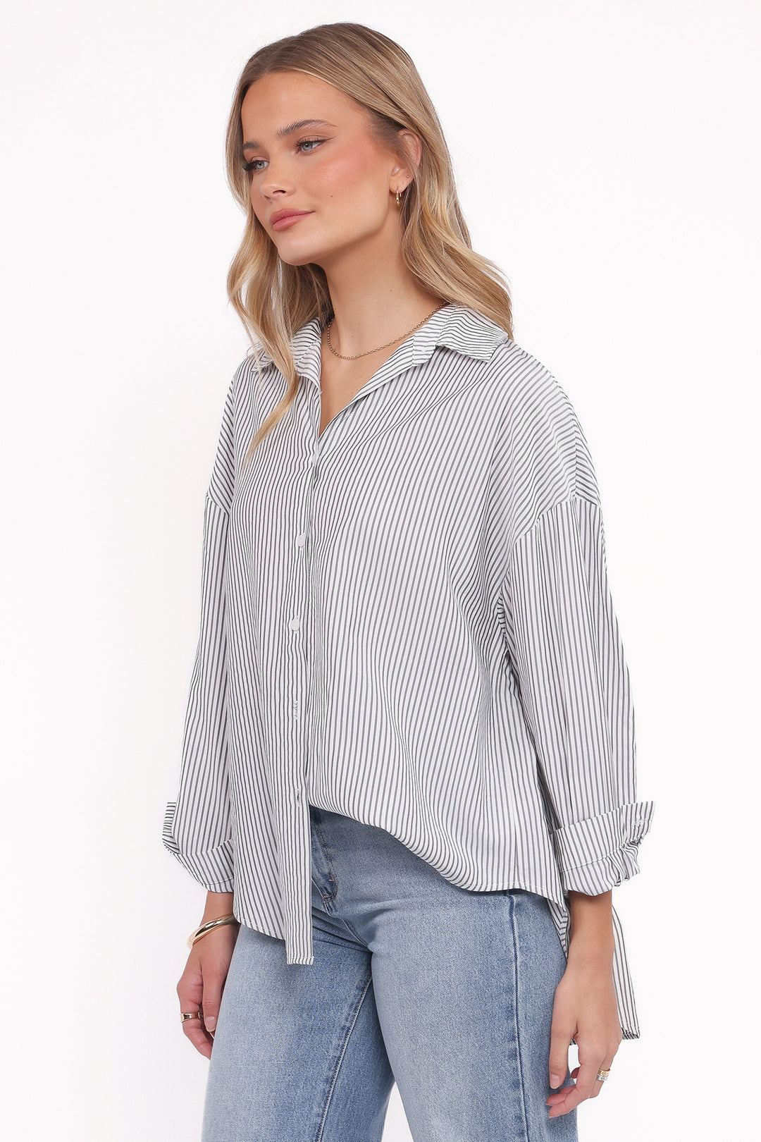 Edna Shirt - Charcoal Stripe