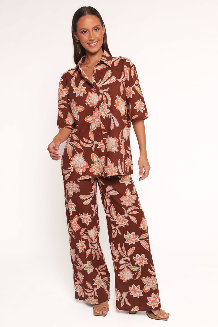 Samira Short Sleeve Shirt - Orange Floral