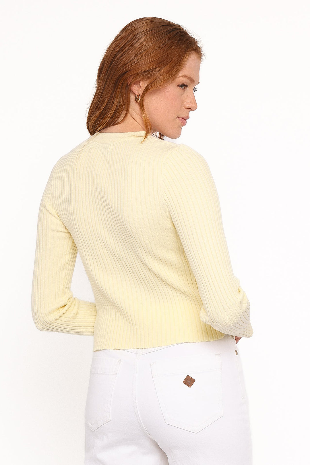 Searie Ribbed Cardigan Top - Butter Yellow