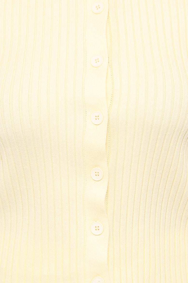 Searie Ribbed Cardigan Top - Butter Yellow