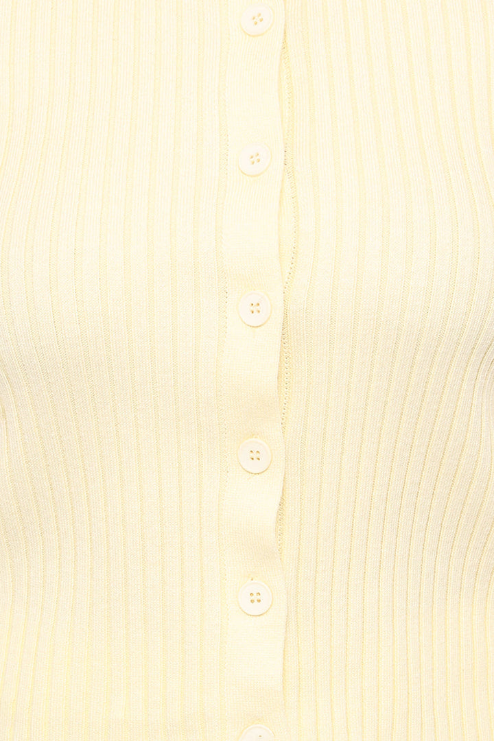 Searie Ribbed Cardigan Top - Butter Yellow