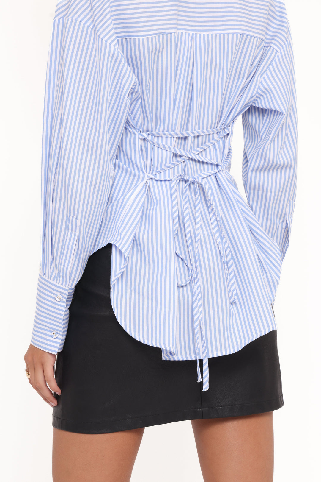 Yacra Tie Shirt - Blue White Stripe