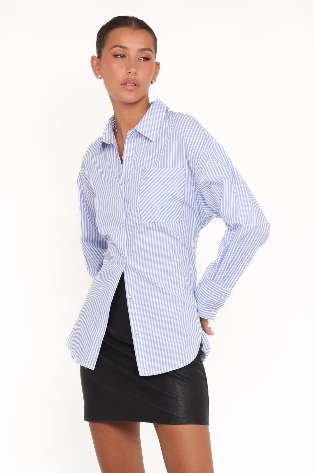 Yacra Tie Shirt - Blue White Stripe
